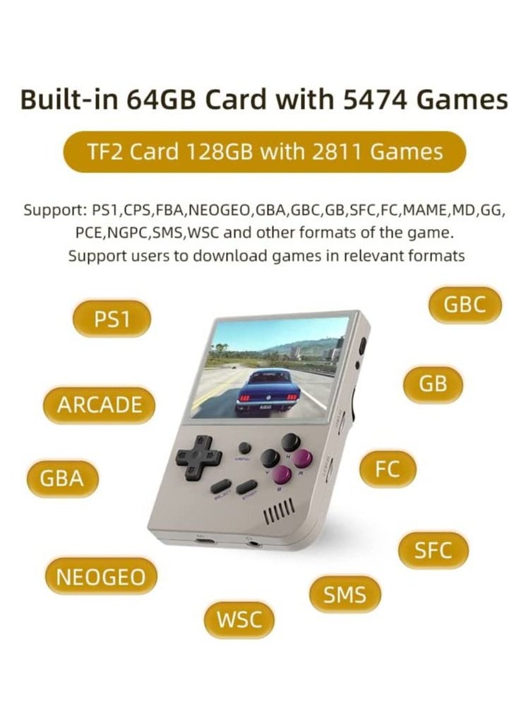 ANBERNIC  - RG35XX Handheld Game Console, 3.5 Inch IPS Screen Linux System Retro Video Games Consoles, Portable Pocket Video Player with 5000+ Games (Grey, 64GB) - Image 1