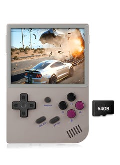 ANBERNIC  RG35XX Handheld Game Console, 3.5 Inch IPS Screen Linux System Retro Video Games Consoles, Portable Pocket Video Player with 5000+ Games (Grey, 64GB)  - Image 1