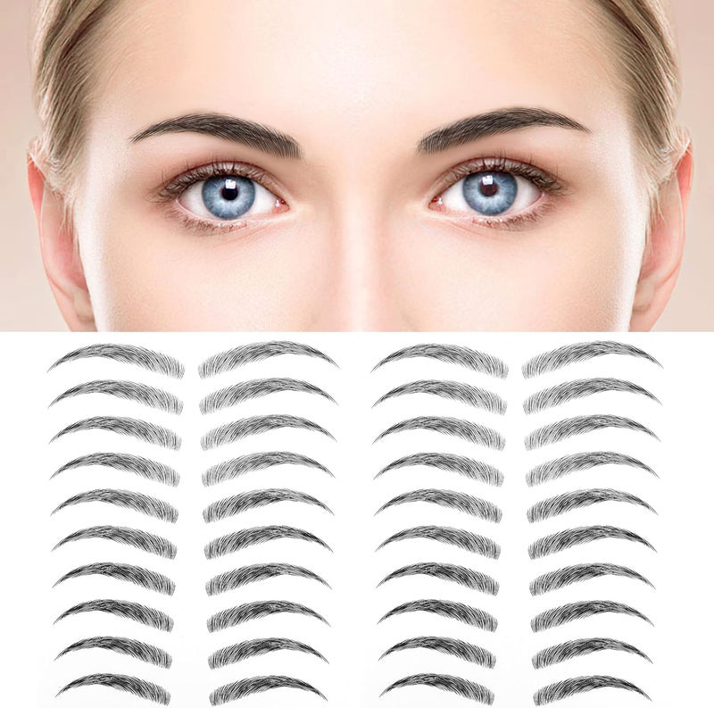 تاتو حواجب شبيه بالشعر 4D من MWOOT ملصقات 6 أوراق حواجب مزيفة طبيعية ملصق مقاوم للماء مؤقت لتشكيل الحواجب للنساء والفتيات باللون الأسود