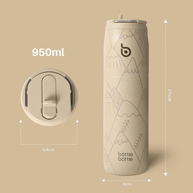 Bottle Bottle Insulated Water Bottle 950Ml(32Oz) With Straw And Lid For Sports And Gym Stainless Steel Metal Drink Flask For Hot Water With Handle (Mountain Haze) - Image 4