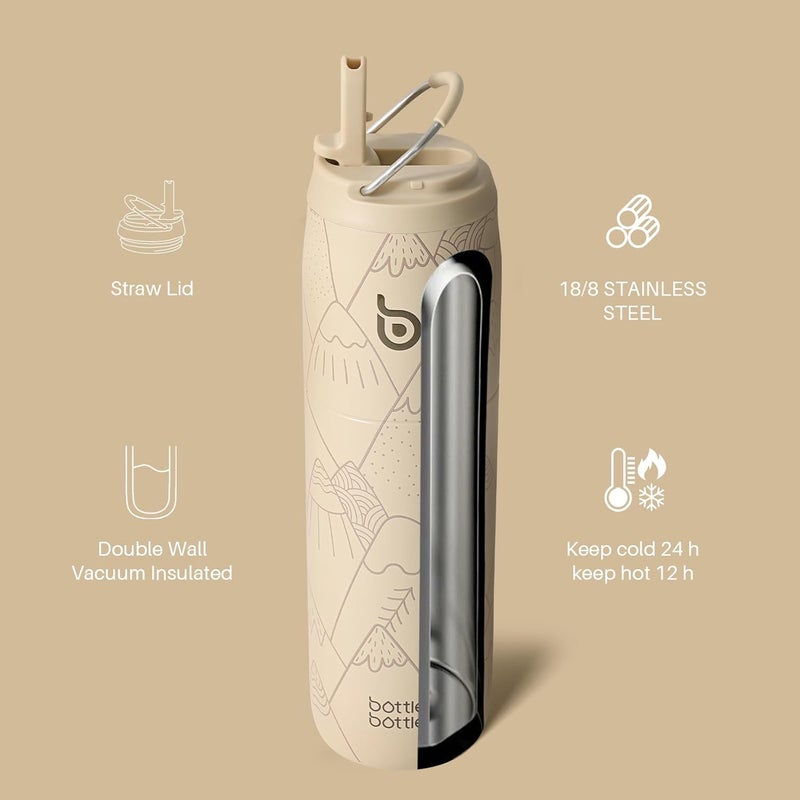 Bottle Bottle Insulated Water Bottle 950Ml(32Oz) With Straw And Lid For Sports And Gym Stainless Steel Metal Drink Flask For Hot Water With Handle (Mountain Haze) - Image 3