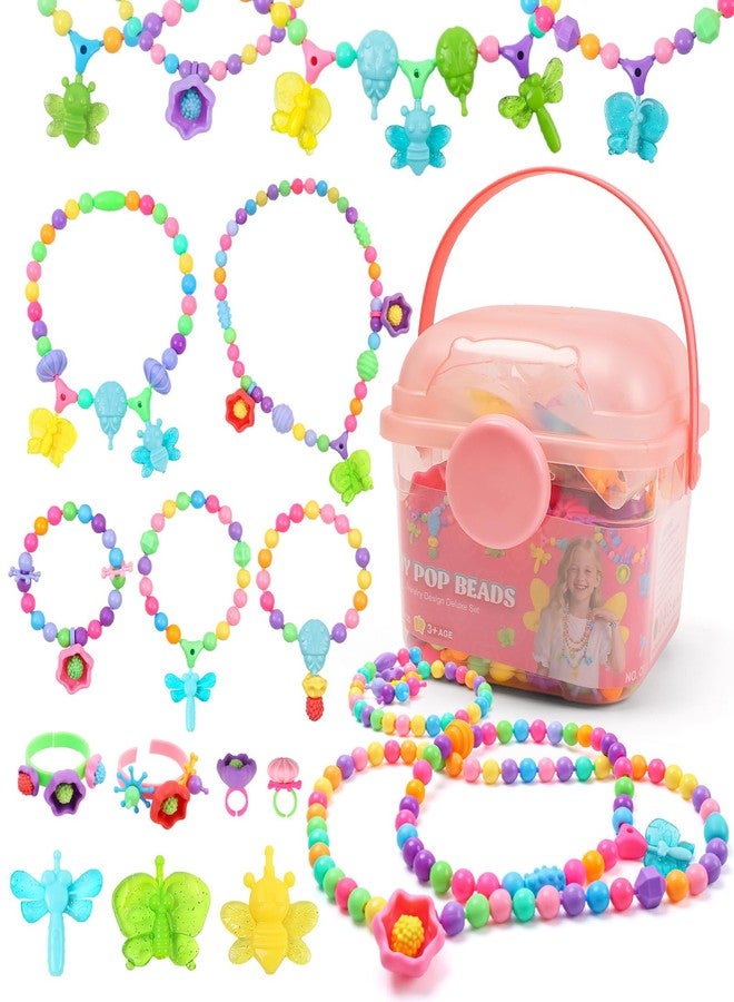 Gili Snap Pop Beads Jewelry Kit for Girls - 350PCS Insect DIY Bracelet Making Toy with Butterfly, Ladybug, Dragonfly - No Mess Craft Birthday Gift Age 4-8 - Crafts Kits with Storage Box - Image 1