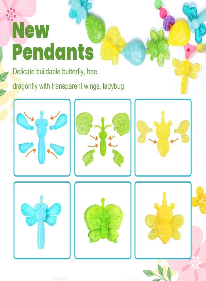 Gili Snap Pop Beads Jewelry Kit for Girls - 350PCS Insect DIY Bracelet Making Toy with Butterfly, Ladybug, Dragonfly - No Mess Craft Birthday Gift Age 4-8 - Crafts Kits with Storage Box - Image 3