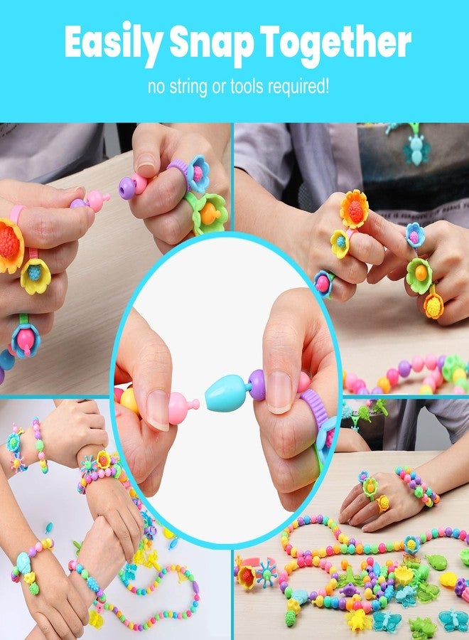 Gili Snap Pop Beads Jewelry Kit for Girls - 350PCS Insect DIY Bracelet Making Toy with Butterfly, Ladybug, Dragonfly - No Mess Craft Birthday Gift Age 4-8 - Crafts Kits with Storage Box - Image 5