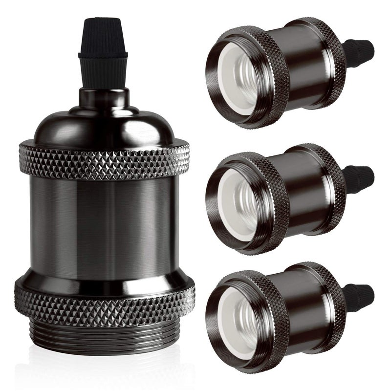 DiCUNO E26 Vintage Lamp Socket Edison Pendant Light Socket Replacement Antique Retro Hanging Lamp Holder for Industrial Decorative DIY Lighting 600 Heat Resistant 4 Packs Color Pearl Black