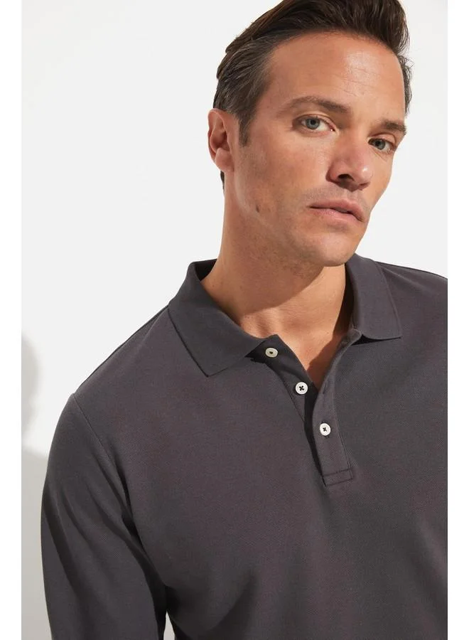جون June Men's Regular Fit Long Sleeve Polo Neck Tshirt
