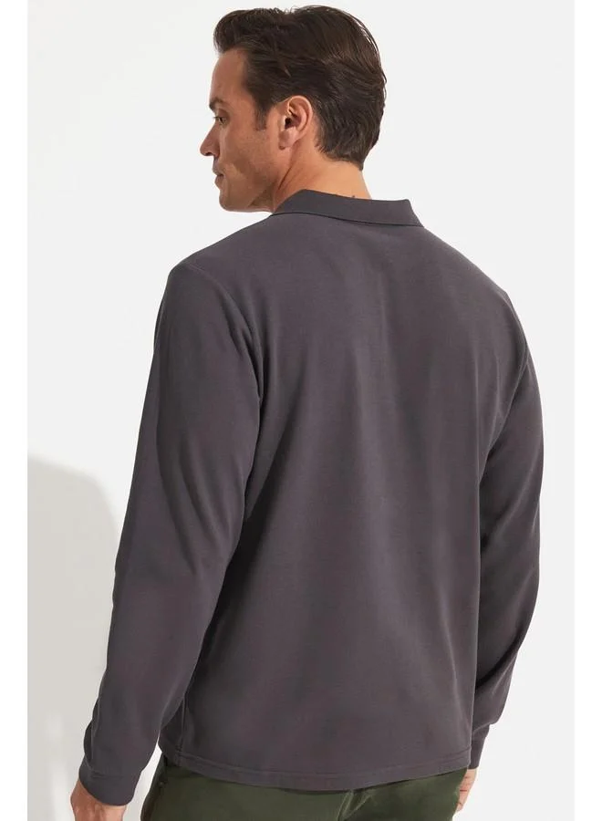 جون June Men's Regular Fit Long Sleeve Polo Neck Tshirt