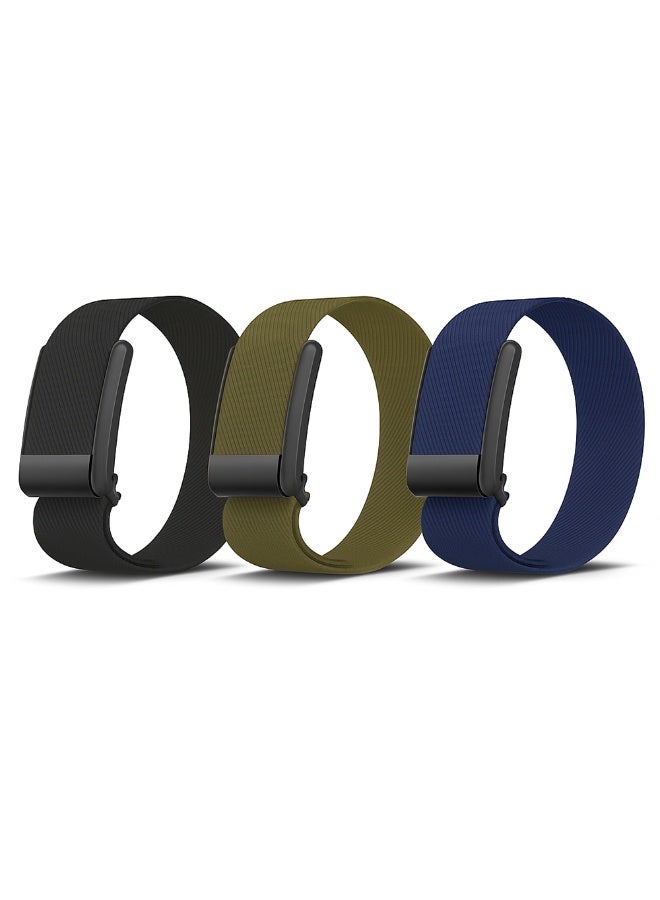 O Ozone (Pack of 3) Nylon Sport Bands Compatible with Whoop 5.0 Band, Fast-Drying and Sweat-Wicking, Soft Adjustable Breathable Wristband Strap - Fitness Tracker Accessories- Black/Green/Dark Blue - Image 1
