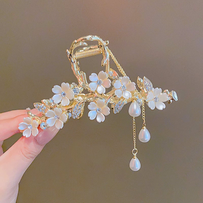 Generic 1 x 5 pcs Ultra-magical Flower Hair Clip Women Large Shark Clip Hair Accessories Fresh Sweet Style Electroplated Bell Lotus Flower Design ZJ030-6# Seven Flowers Tassel Alloy Grab Clip 