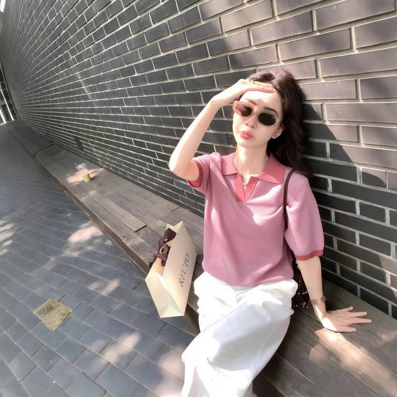 Women's Color Block V-Neck Knitted Sweater - Image 3
