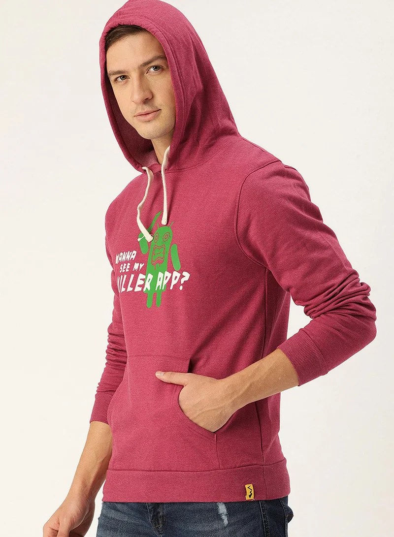 كامبوس سوترا هودي رجالي بطبعة قاتل التطبيقات باللون الأحمر الوردي