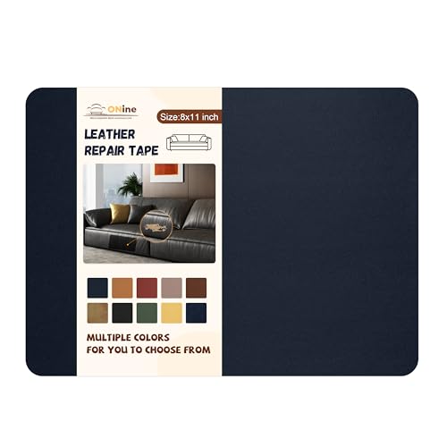 ONine Leather Repair Patch，Self-Adhesive Couch Patch，Multicolor Available Scratch Leather 8X11 Inch Peel and Stick for Sofas, Car Seats Hand Bags Jackets(Navy Blue) - Image 1