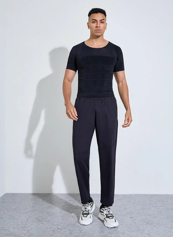 ستايلي اكتيف Black Solid Slimming Body Shapewear T-Shirt