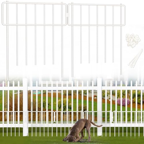 Thrivinest 10 Pack Animal Barrier Fence No Dig Fence Decorative Fences 17inH x10ftL Rustproof Metal Small Garden Fence Border for Dogs Rabbits Bottom Blocker for Outdoor Yard Patio White - Image 1