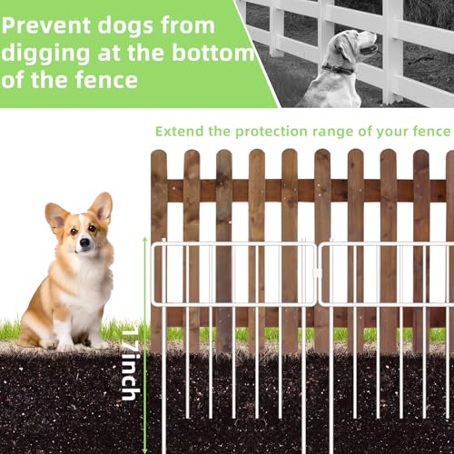Thrivinest 10 Pack Animal Barrier Fence No Dig Fence Decorative Fences 17inH x10ftL Rustproof Metal Small Garden Fence Border for Dogs Rabbits Bottom Blocker for Outdoor Yard Patio White - Image 3