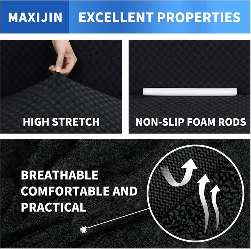 MAXIJIN Chair Covers for Living Room, Super Stretch Jacquard Chair Cover with Armrests for Dogs, 1 Piece Chair Cover for Sofa (1 Seater, Jacquard Black) - Image 5