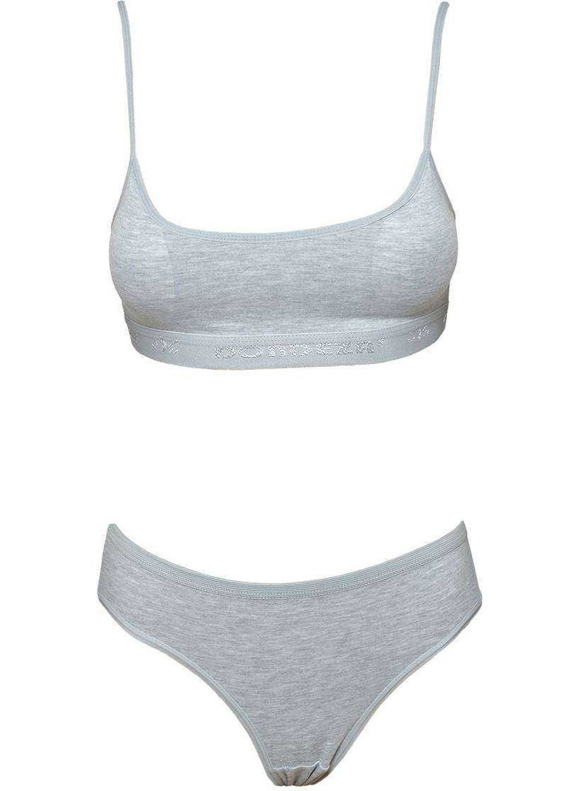 Nefertiya Padded Rope Suspender Half Undershirt Bustier Panties Set Gray  - Image 1