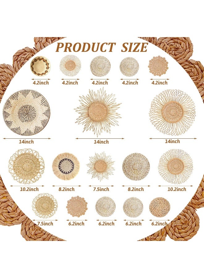 Home Trove 18Pcs Boho Basket Wall Decals Round Wall Sticker Modern Boho Wall Decor Peel And Stick Wall Decor Sticker Removable Boho Wall Stickers Rustic Wall Art For Bedroom Office, Stickers Only (Stylish Style)  - Image 2