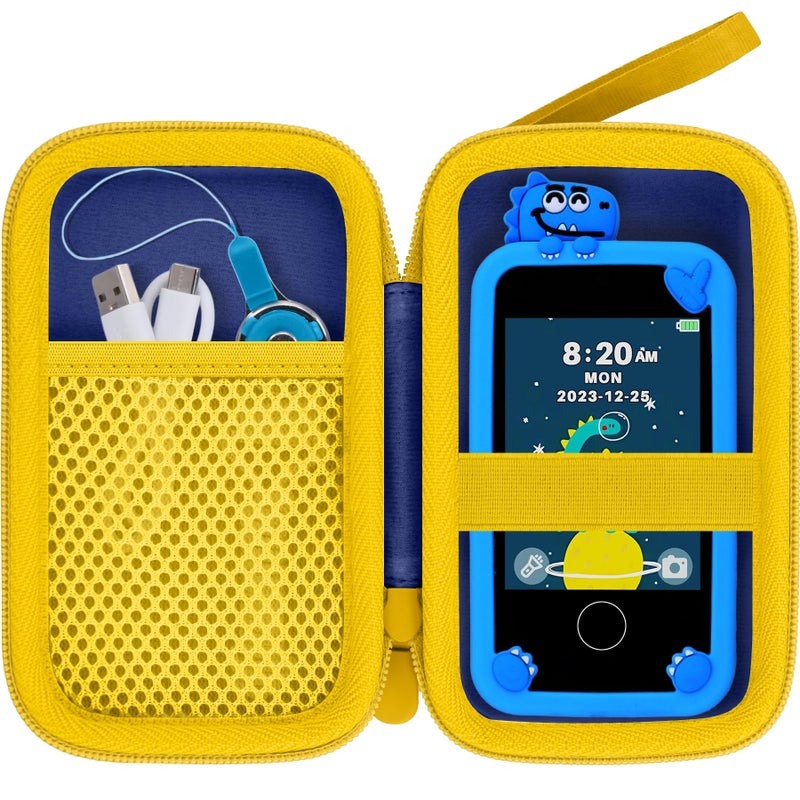 Baval Kids Smart Phone Case Compatible with LuobaLuyiiloKOKODIWEOLULIDIGIGOODJoozfeeLuyiilo Kids Smart Phone ToysCase for Mini Smart Phone Toys with 28 Touchscreen Blue CaseYellow Zipper - Image 4