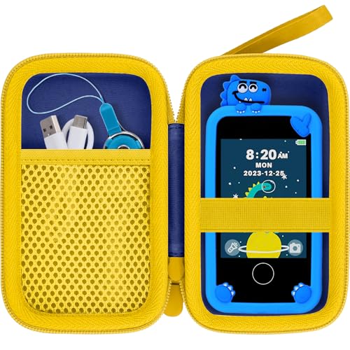 Baval Kids Smart Phone Case Compatible with LuobaLuyiiloKOKODIWEOLULIDIGIGOODJoozfeeLuyiilo Kids Smart Phone ToysCase for Mini Smart Phone Toys with 28 Touchscreen Blue CaseYellow Zipper - Image 1