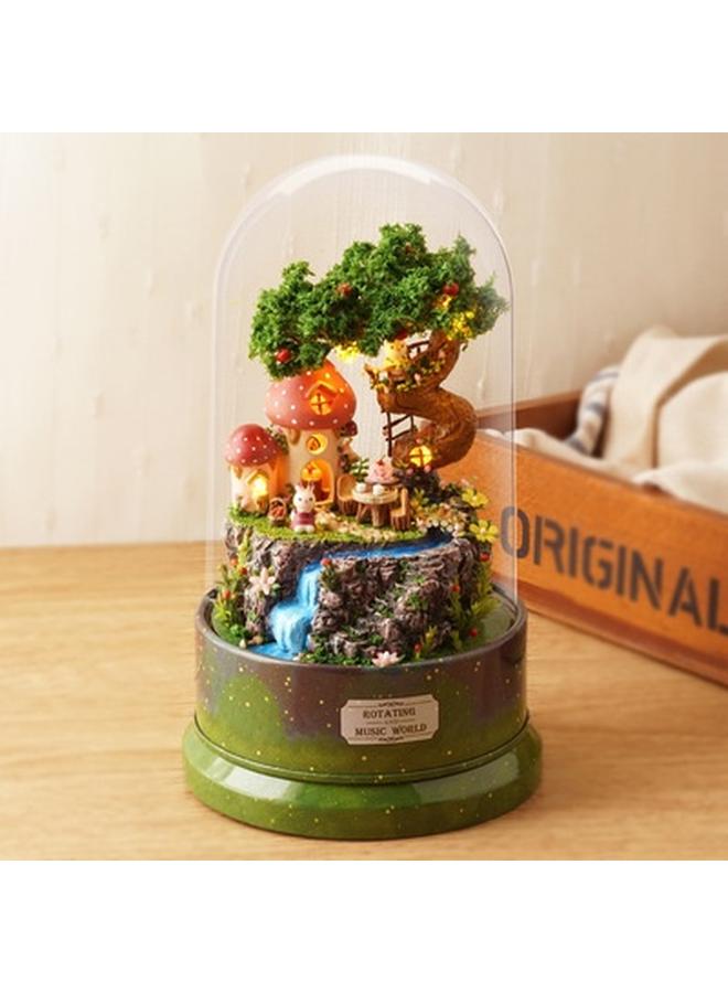 Bluejw Zhiqu House Diy Cabin Handmade Rotating World Villa Creative Music Assembled Model Toys Girlfriend Gift - Image 1