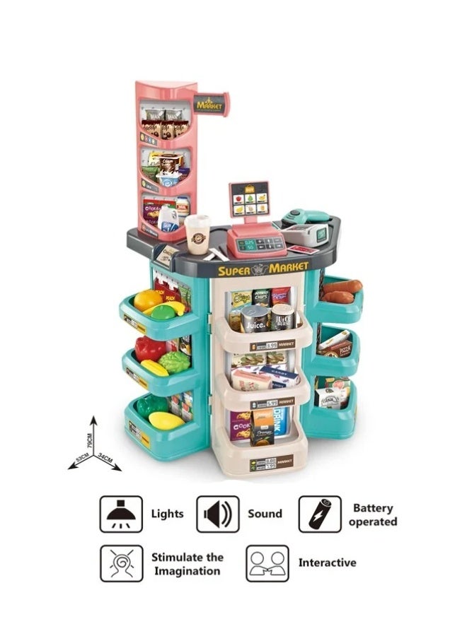 HOME SUPERMARKET Kids Supermarket Playset with Shopping Basket  - Image 5
