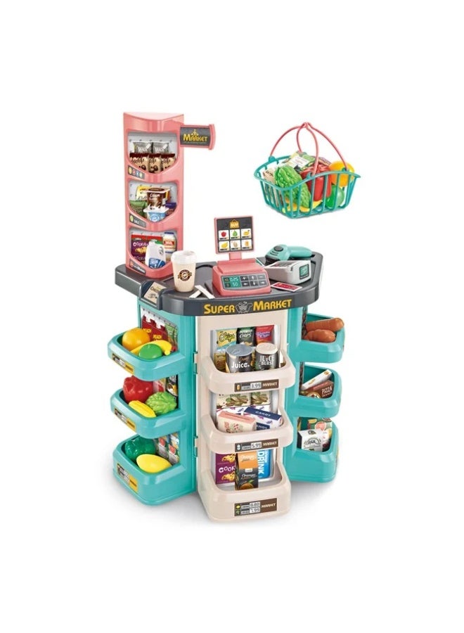 HOME SUPERMARKET Kids Supermarket Playset with Shopping Basket  - Image 1
