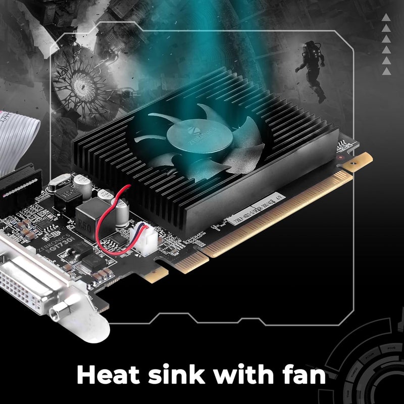 ZEBRONICS بطاقة الرسوميات Pci_E- GT730 4GD3، مدعومة من NVIDIA، ذاكرة رسومية GDDR3 مع ناقل ذاكرة 64 بت، تدعم PCI Express (2.0) X 8، تدعم DirectX 11 و OpenGL 4.4، أقصى دقة مدعومة 4096 X 2160 @24Hz - Image 4