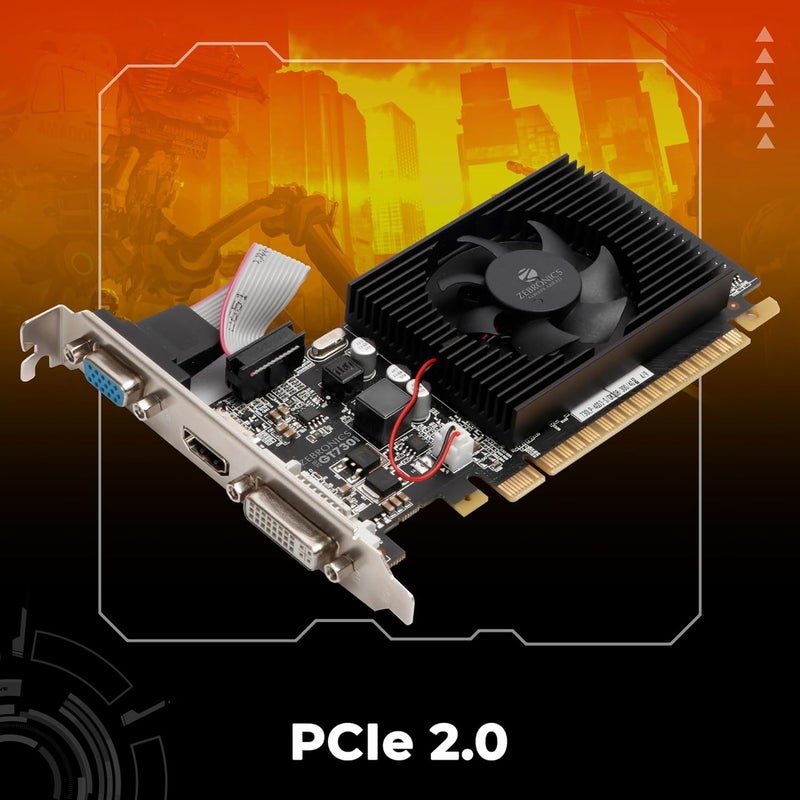 ZEBRONICS بطاقة الرسوميات Pci_E- GT730 4GD3، مدعومة من NVIDIA، ذاكرة رسومية GDDR3 مع ناقل ذاكرة 64 بت، تدعم PCI Express (2.0) X 8، تدعم DirectX 11 و OpenGL 4.4، أقصى دقة مدعومة 4096 X 2160 @24Hz - Image 2