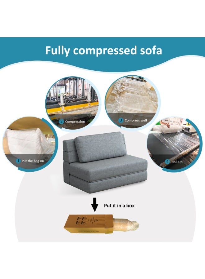 Amoyls 3-in-1 Convertible Sofa Bed - Multifunctional Sofa for Sitting, Lounging & Sleeping with High-Resilience Foam & Breathable Linen Fabric - Image 4