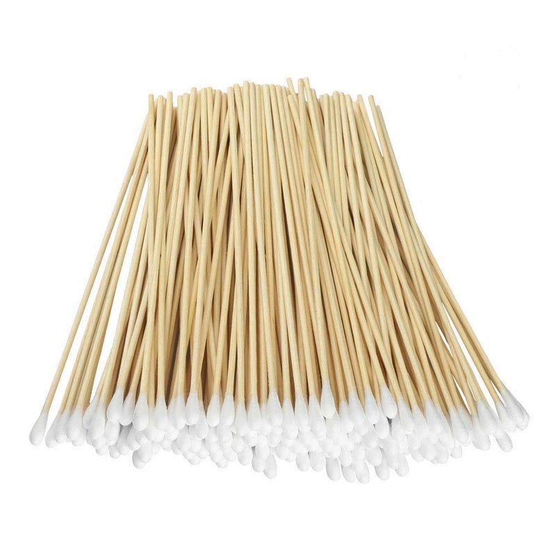 Yinghezu 200 Pcs Count 6 Inch Long Cotton Swabs with Wooden Handles Cotton Tipped Applicator Cleaning with Wood Handle for Oil Makeup Gun Applicators Eye Ears Eyeshadow Brush and Remover Tool