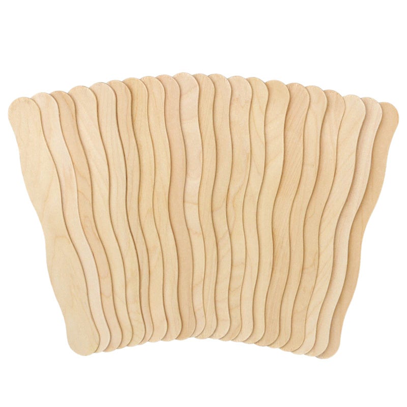 WISYOK 8 inch Craft Sticks, 50 Pack Wood Wavy Sticks, Fan Handles, Large Popsicle Sticks for Crafts, Wedding Programs, DIY Crafting, Painting Mixing - Image 1