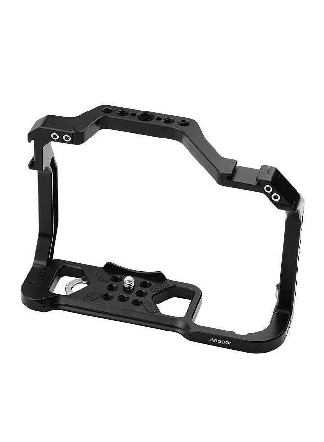 ANDOER Aluminum Alloy Camera Cage Replacement for Canon EOS R5 R6 DSLR camera with 1/4 Inch Screw Holes Dual Cold Shoe Mounts Camera Video Rig  - Image 1