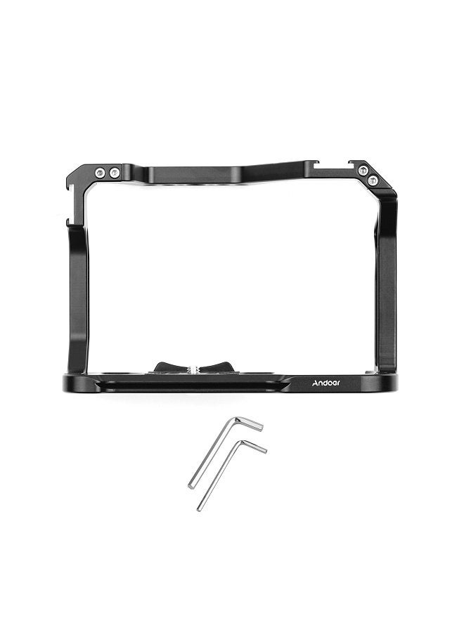 ANDOER Aluminum Alloy Camera Cage Replacement for Canon EOS R5 R6 DSLR camera with 1/4 Inch Screw Holes Dual Cold Shoe Mounts Camera Video Rig  - Image 4