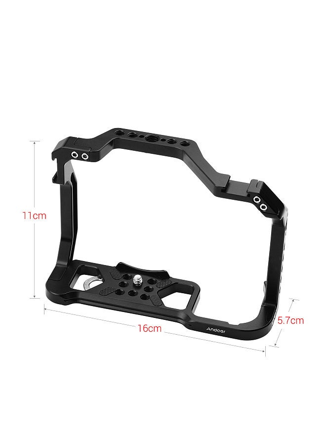 ANDOER Aluminum Alloy Camera Cage Replacement for Canon EOS R5 R6 DSLR camera with 1/4 Inch Screw Holes Dual Cold Shoe Mounts Camera Video Rig  - Image 2