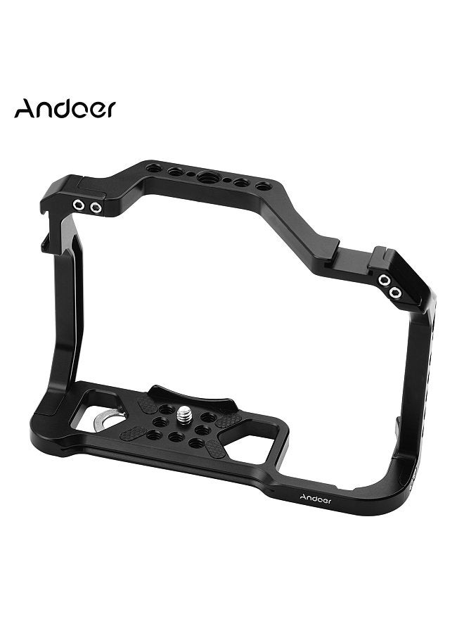 ANDOER Aluminum Alloy Camera Cage Replacement for Canon EOS R5 R6 DSLR camera with 1/4 Inch Screw Holes Dual Cold Shoe Mounts Camera Video Rig  - Image 3