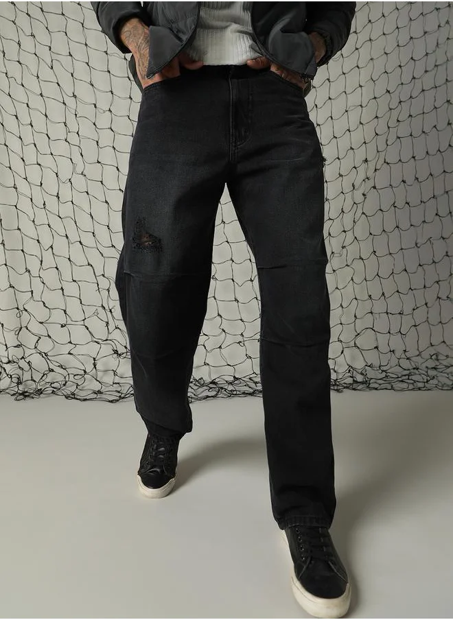 Hubberholme Men Black Jeans - Loose Fit for Comfortable Everyday Wear