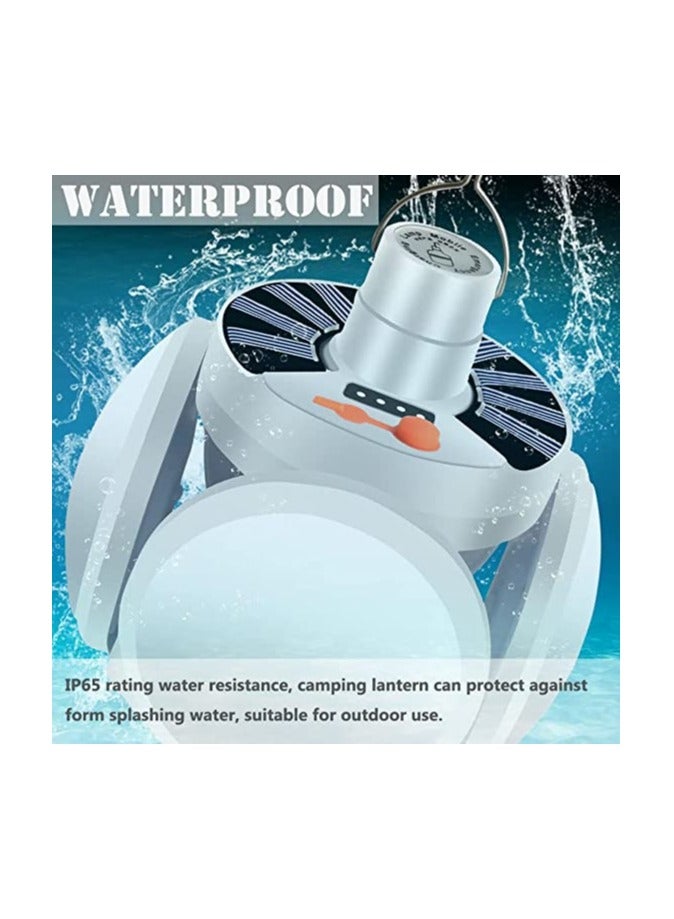 Solar Camping Lantern, Portable Tent Lamp with Hanging Hook, Folding LED Football Bulbs Rechargeable USB Camping Lights for Home, Office, Tent, Car, Emergency Outages - Image 5