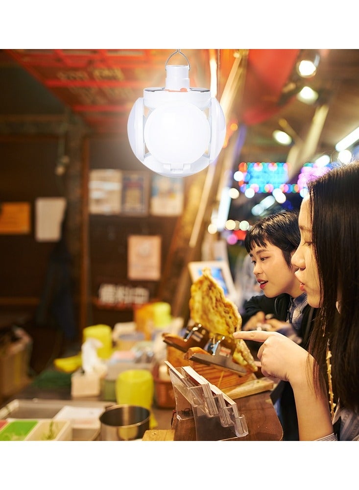 Solar Camping Lantern, Portable Tent Lamp with Hanging Hook, Folding LED Football Bulbs Rechargeable USB Camping Lights for Home, Office, Tent, Car, Emergency Outages - Image 2