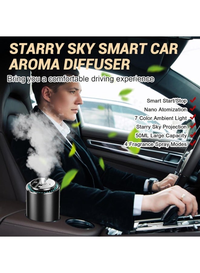 Bakhoor Smart Starry Projection Car Aroma Diffuser, Large Capacity Rechargeable Air Freshener USB Cool Mist Mini Portable Humidifier Diffuser for Car Home Office Bedroom - Image 4