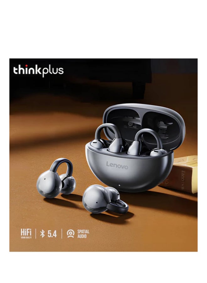 لينوفو سماعات أذن لاسلكية بلوتوث لينوفو ثينك بلس TA410 مع صوت HiFi ستيريو TWS نوع مشبك الأذن بلوتوث 5.4 تحكم باللمس عمر بطارية طويل مع ميكروفون أسود - Image 2