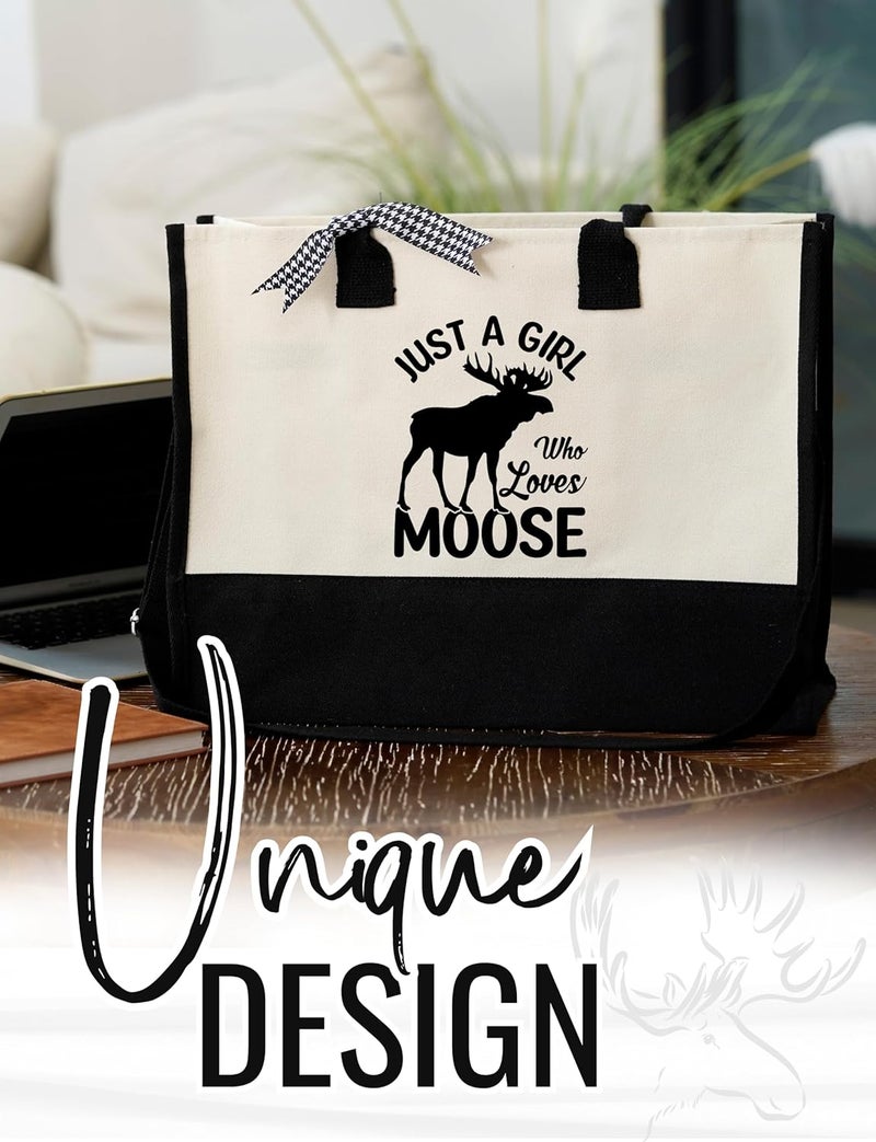 INNObeta InnoBeta Moose Gifts Canvas Tote Bag with Top Zipper Closure and Shoulder Strap for Birthday Christmas and Every Special Occasion - Image 3