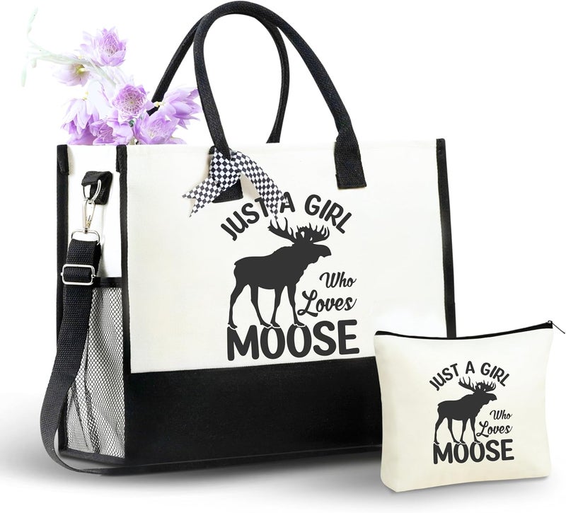 INNObeta InnoBeta Moose Gifts Canvas Tote Bag with Top Zipper Closure and Shoulder Strap for Birthday Christmas and Every Special Occasion - Image 1