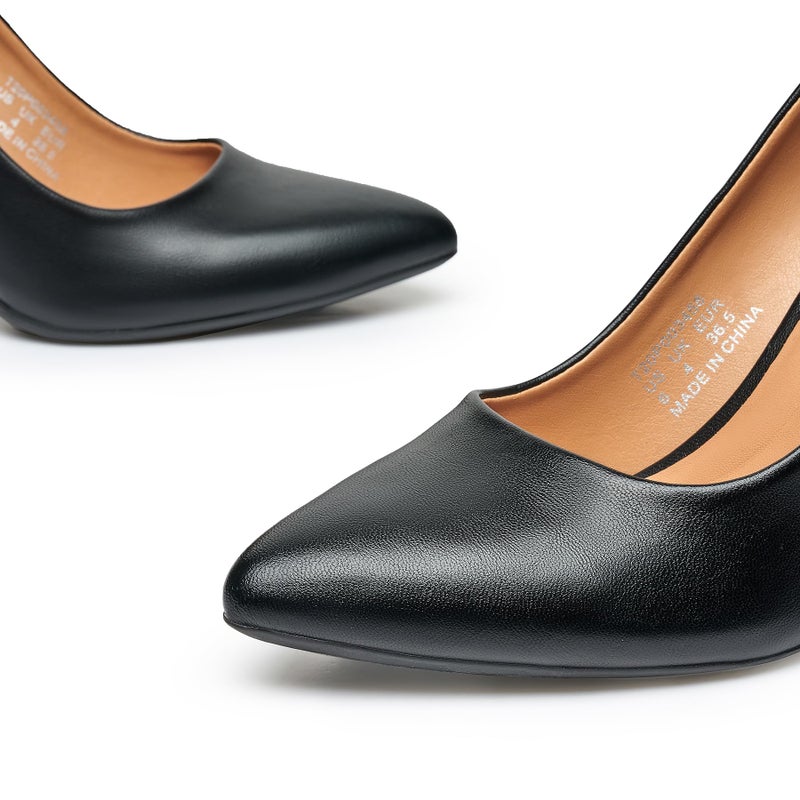 Trary Womenâ€™s High Heel Dress Pump Pointed Toe Shoe Classic Office Special Dressy Casua Wedding Pump Shoes B-Black Pu Size 8 - Image 2
