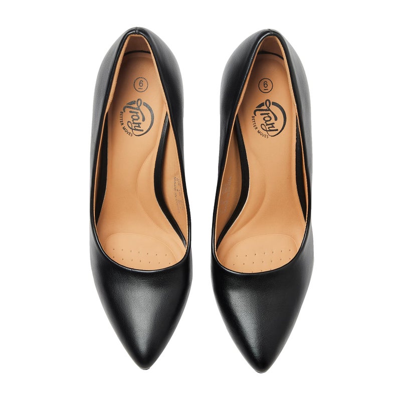 Trary Womenâ€™s High Heel Dress Pump Pointed Toe Shoe Classic Office Special Dressy Casua Wedding Pump Shoes B-Black Pu Size 8 - Image 4