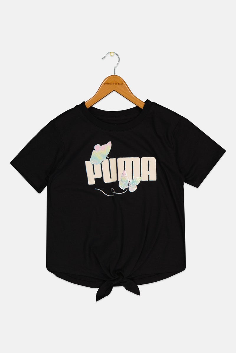 PUMA ملابس رياضية للبنات للأطفال تي شيرت قصير الأكمام خارجي، أسود - Image 2