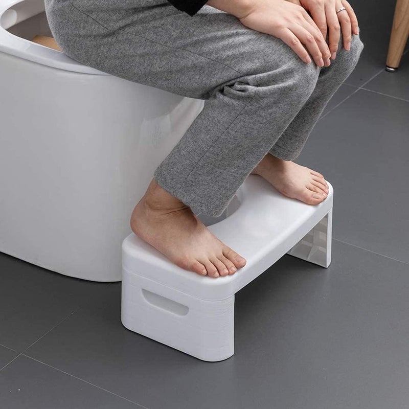 Coldcool 7 inch Folding Toilet StoolWhite Foldable Bathroom Potty Step Stool for All Ages  Sitting Posture Foot Stool