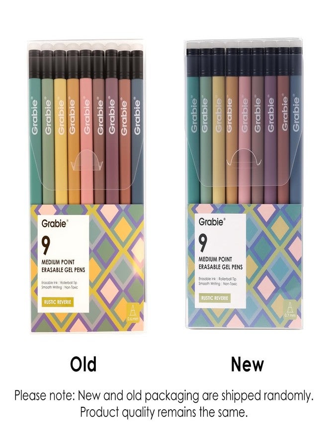 Grabie Erasable Gel Pens, Medium Point 0.7 mm Erasable Pens, Make Mistakes Disappear for Drawing Writing Planner, Pack of 9 Assorted Colors(Rustic Reverie) - Image 2