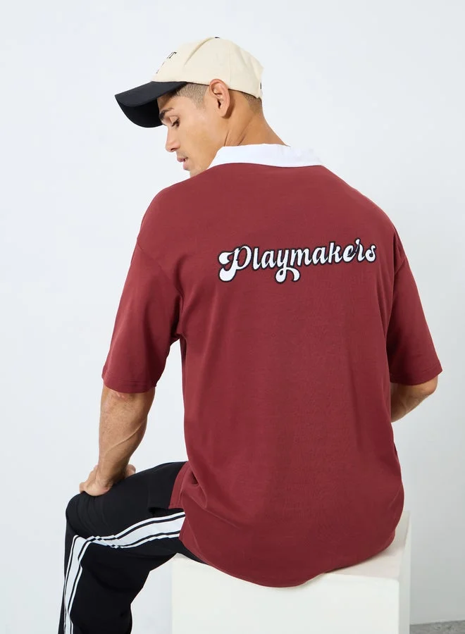 ستايلي بولو مطرز بتطريز كبير الحجم