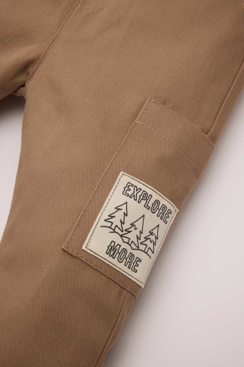 DeFacto Brown BabyBoy Baby Boy Regular Fit Woven Labeled Elastic Waist Gabardine Trousers Casual - Image 5